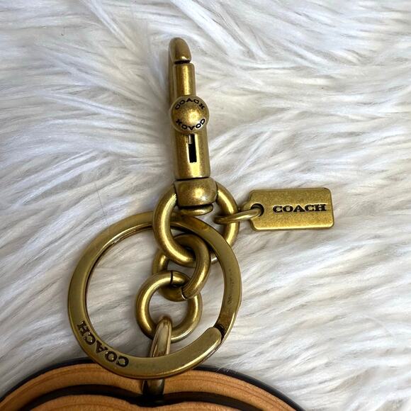Coach X Koki Leather Hibiscus Flower Key Fob Chain Keychain Bag Charm - Picture 4 of 8
